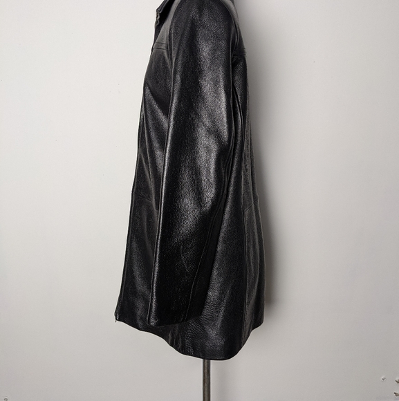 Danier long black leather jacket - Picture 3 of 8